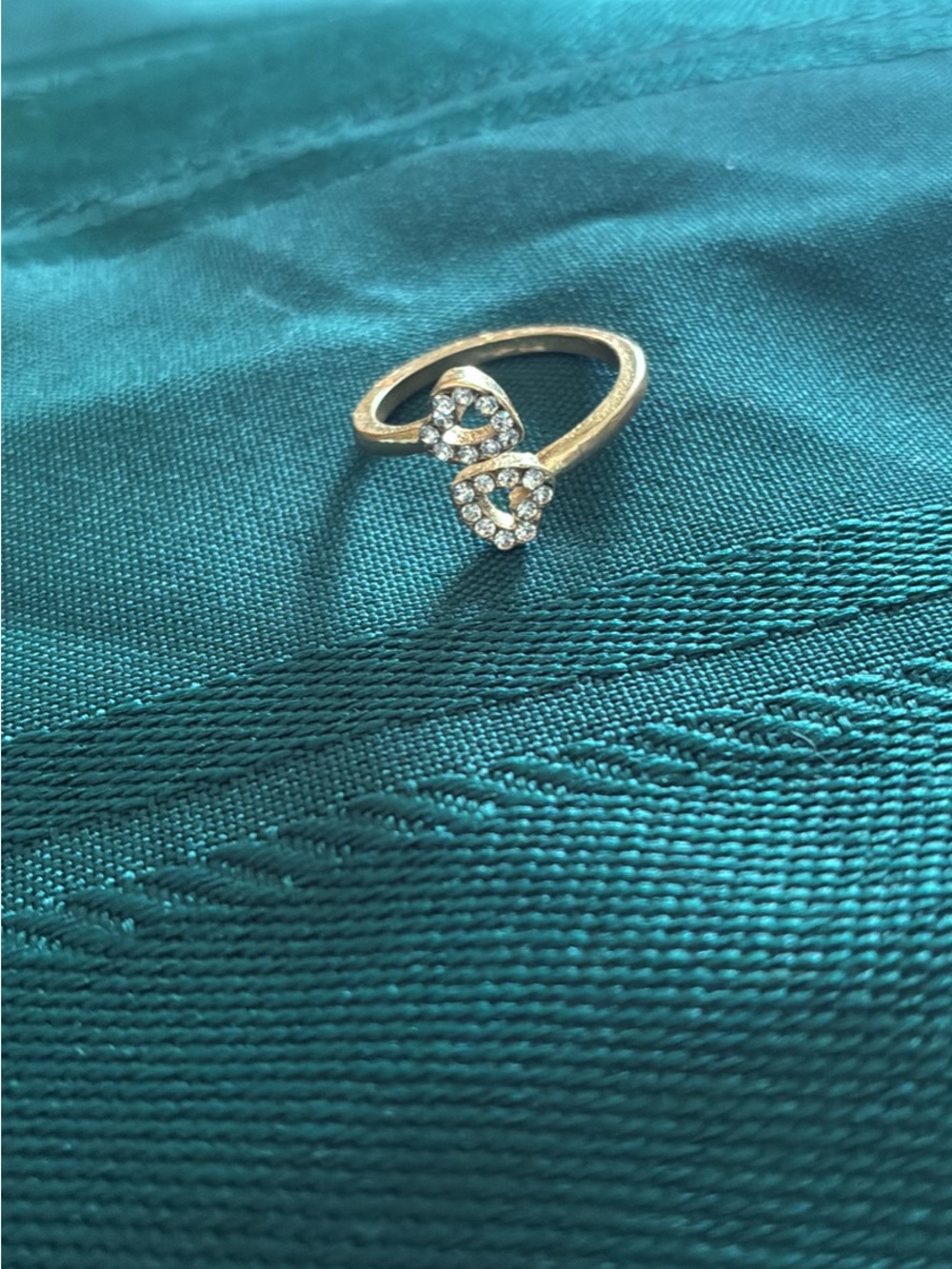 Gold Crystal Accent Open Heart Ring - Women's Fashion Jewelry